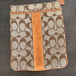Coach Signature Brown and Tan Pouch